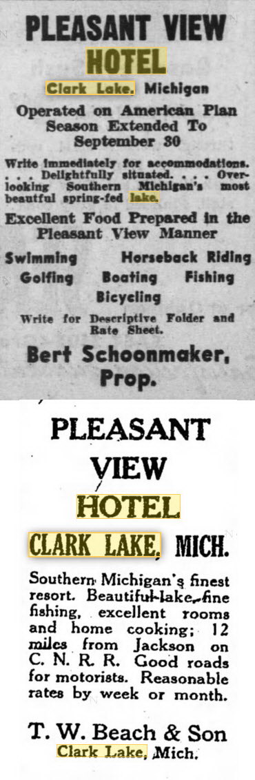 Pleasant View Hotel and Dance Pavillion - Old Ads (newer photo)